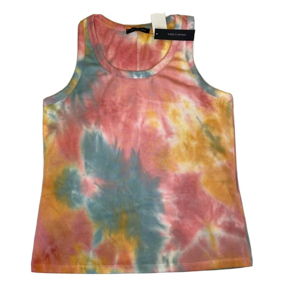 Supply & Demand Tie-Dye Tank Top L 98% Polyester 2% Spandex Multicolor Made In U